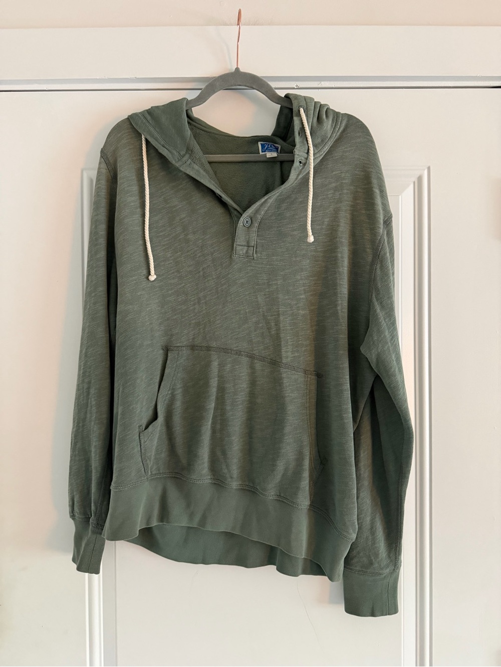 J. Crew Olive Hooded Henley Pullover